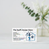 Huishoudster met Squeegee | Zeepbellen Visitekaartje (Staand voorkant)