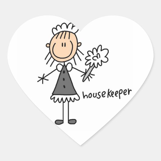 Huishoudster Stick Figure Hart Sticker (Voorkant)