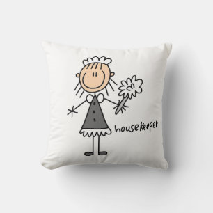 Huishoudster Stick Figure Kussen