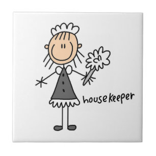 Huishoudster Stick Figure Tegeltje