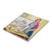  huishoudvrouw uit de middelbare eeuw in de keuken tegeltje (Zijkant)