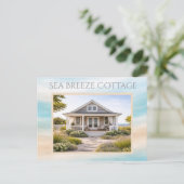 Huisje aan het strand huurkaartje briefkaart (Staand voorkant)