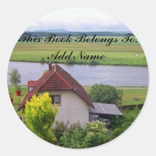 Huisje bij de River Bookplate Sticker
