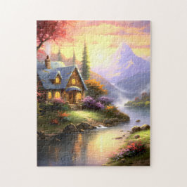 Huisje bij de rivier Puzzel