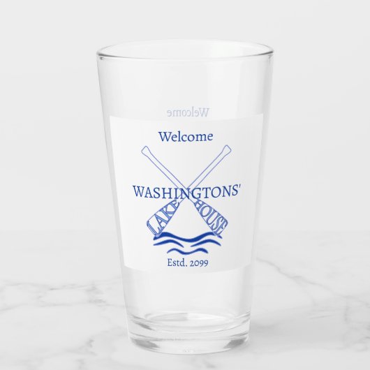 Huisje Blokhut Meer Huis Drinkglas Pint Bier Glas (Achterkant)