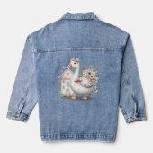 Huisje Gans Bloemenschildering Denim Jacket (Achterkant)