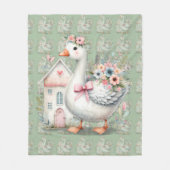 Huisje Gans Bloemenschildering Fleece Deken (Voorkant)