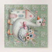Huisje Gans Bloemenschildering Legpuzzel (Horizontaal)
