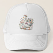Huisje Gans Bloemenschildering Trucker Pet (Voorkant)