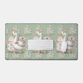 Huisje Gans Bloemrijke Huisscène Bureaumat (Keyboard & Muis)