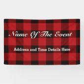 huisje Kerstplaid Rode buffel houthakker Spandoek (Horizontaal)