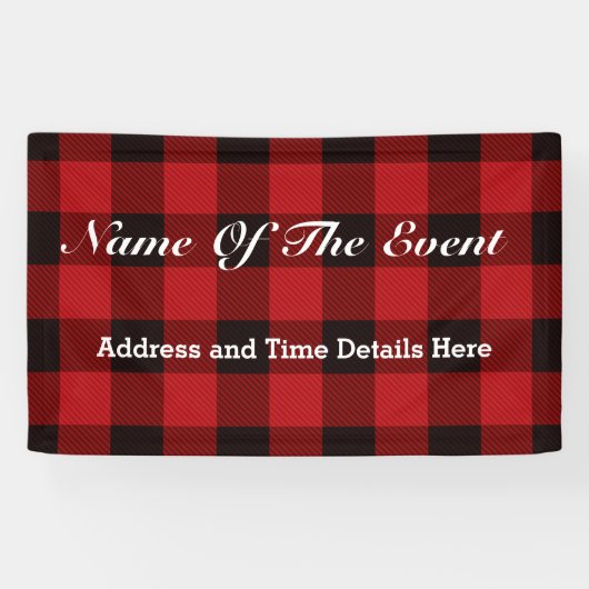 huisje Kerstplaid Rode buffel houthakker Spandoek (Horizontaal)