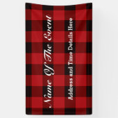 huisje Kerstplaid Rode buffel houthakker Spandoek (Verticaal)