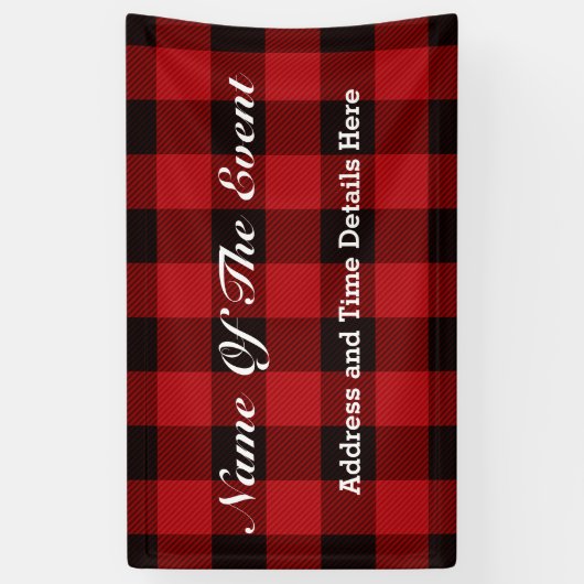 huisje Kerstplaid Rode buffel houthakker Spandoek (Verticaal)