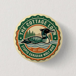 Huisje Loon Stomme Canadese Wolf Vogel Ronde Button 3,2 Cm