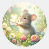 Huisje Muis Liebesbrief Weide Ronde Sticker (Voorkant)