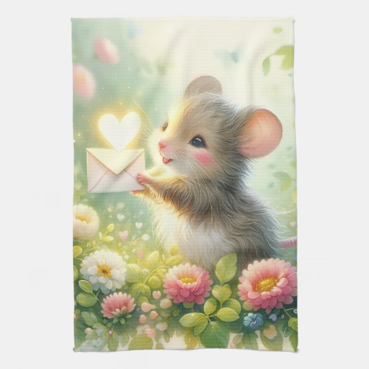 Huisje Muis Liebesbrief Weide Theedoek (Verticaal)