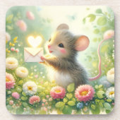 Huisje Muis Liefdesbrief Weide Bier Onderzetter (Voorkant)