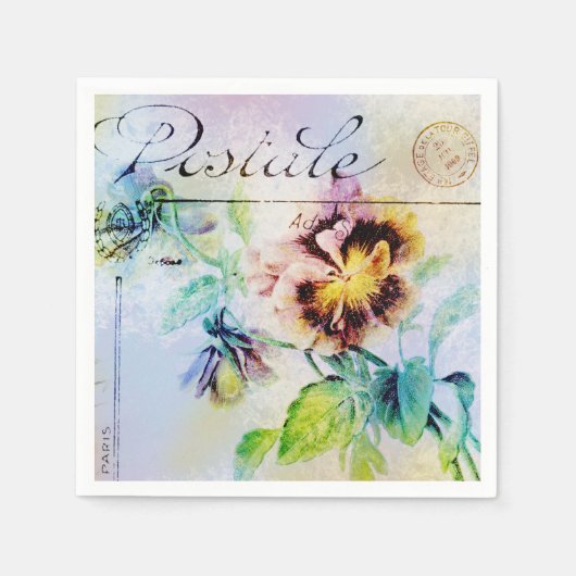  huisje panty bloem briefkaart servetten (Voorkant)