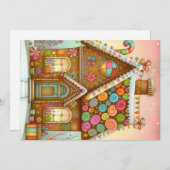 Huisje van lekkere, speelse peperkoek feestdagenkaart (Voorkant / Achterkant)