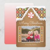 Huisje van peperkoek Kerst fotokaart Feestdagenkaart (Voorkant / Achterkant)