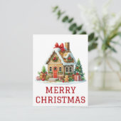 Huisje van peperkoek Kerstkaart (Staand voorkant)