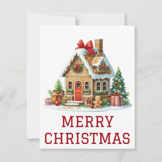 Huisje van peperkoek Kerstkaart (Voorkant)