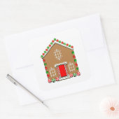 Huisje van peperkoek vierkante sticker (Envelop)