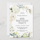 Huisje Wit Bloemen 60e Verjaardagsfeest Kaart (Voorkant)