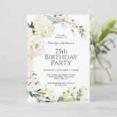 Huisje Wit Bloemen 75e Verjaardagsfeestje Kaart (Staand voorkant)