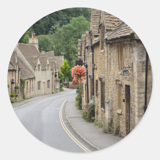 Huisjes in Castle Combe, Verenigd Koninkrijk ronde Sticker (Voorkant)