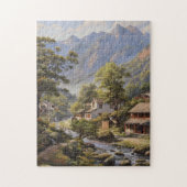 Huisjes in de bergen legpuzzel (Verticaal)