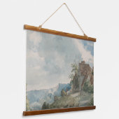 Huisjes in een Landschap | William Henry Hunt Hangend Wandkleed (Gebogen)