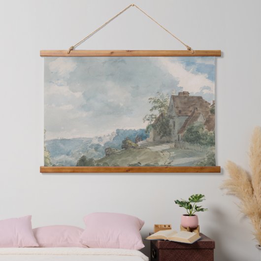 Huisjes in een Landschap | William Henry Hunt Hangend Wandkleed (Slaapkamer)