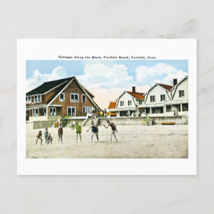 Huisjes langs de kust, Fairfield, Connecticut Feestdagenkaart