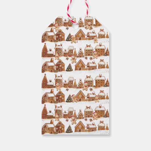 Huisjes van gemberkoek Mannen Kerstdorp Cadeaulabel (Achterkant)
