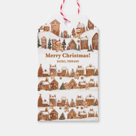 Huisjes van gemberkoek Mannen Kerstdorp Cadeaulabel