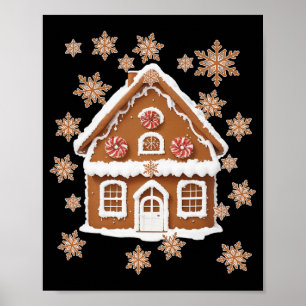 Huisjes van peperkoek en sneeuwvlokken Zoete Kerst Poster