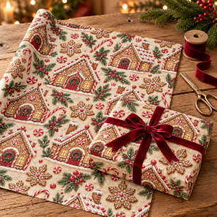 Huisjes van peperkoek & pepermunt Kerstmis Cadeaupapier