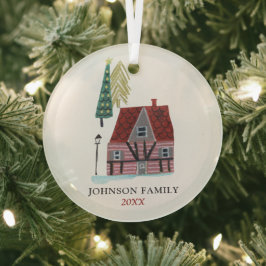 Huisjes voor een Kerstmisdorp op maat Glas Ornament