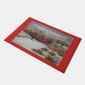 huisjes winterlandschap sneeuwscène kerst deurmat (Schuin)