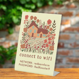Huisjesverhuur WIFI Login Wachtwoord Boerderij  Reclamebord Met Voetstuk