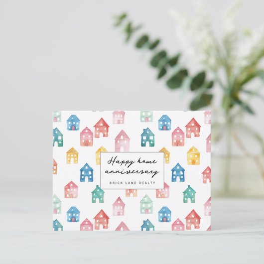 Huisjubileum Vastgoed Cute Huis Patroon  Briefkaart (Staand voorkant)