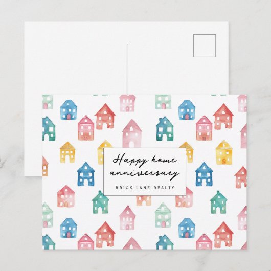 Huisjubileum Vastgoed Cute Huis Patroon  Briefkaart (Voorkant / Achterkant)