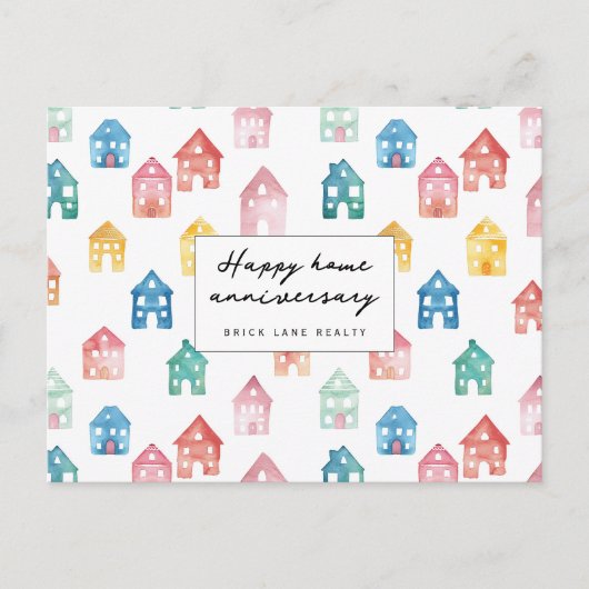 Huisjubileum Vastgoed Cute Huis Patroon  Briefkaart (Voorkant)