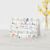 Huisjubileum Vastgoed Cute Huis Patroon  Kaart (Gele Bloem)