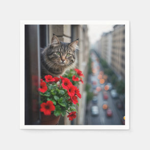 Huiskamer Tabby Kat In Raam Servet