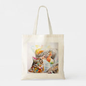 Huiskat Aquarel Cute Tabby Cats Tote Bag (Achterkant)