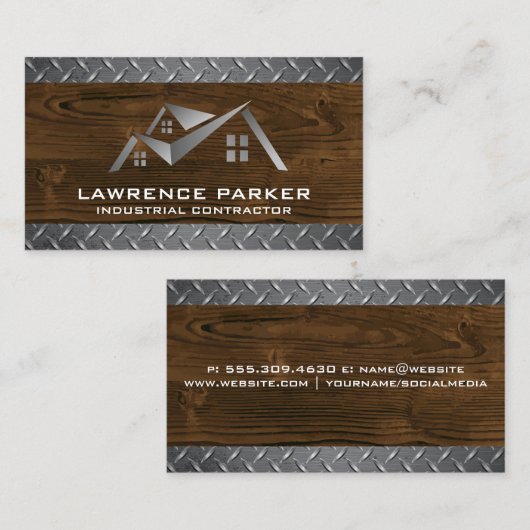 Huislogo | Bouw | Hout | Staal  Visitekaartje (Voorkant / Achterkant)
