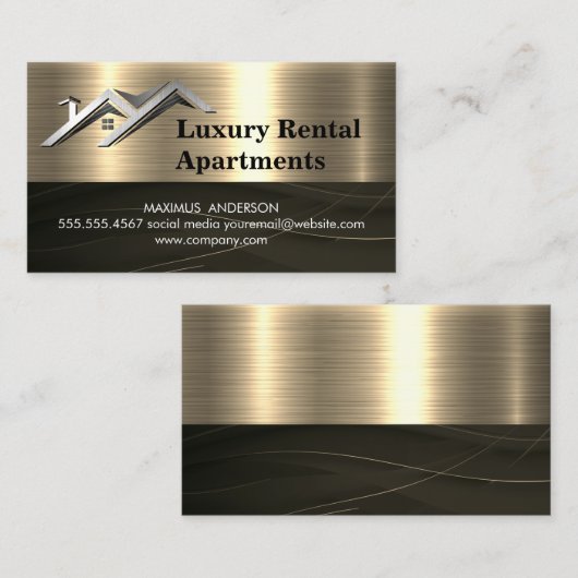 Huislogo | Goud Metaal Visitekaartje (Voorkant / Achterkant)